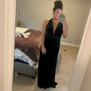 Green Velvet Bridesmaid/ Maxi dress